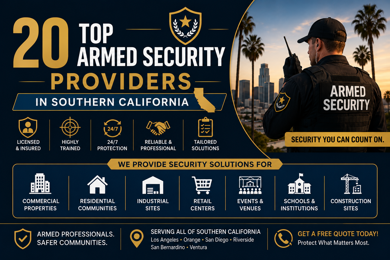 Photography illustrating “20 Top Armed Security Providers in Southern California”